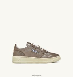 bas médaillé en cuir de chèvre laminé marron cuivré femmes belgique Autry N0XLH0197