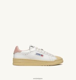 baskets basses bob lutz en cuir blanc et rose femmes belgique Autry N0XLH0272