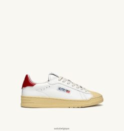 baskets basses bob lutz en cuir blanc et rouge Hommes belgique Autry N0XLH088