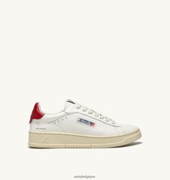 baskets basses dallas en cuir blanc et rouge femmes belgique Autry N0XLH0260
