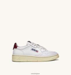 baskets basses medalist en cuir blanc et bordeaux femmes belgique Autry N0XLH0166