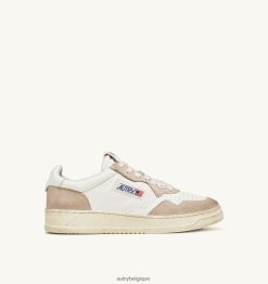 baskets basses medalist en cuir blanc et daim beige femmes belgique Autry N0XLH0207