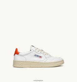 baskets basses medalist en cuir blanc et orange Hommes belgique Autry N0XLH09