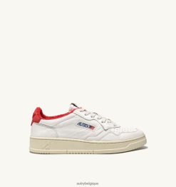 baskets basses medalist en cuir de chèvre souple et éponge blanc et rouge Hommes belgique Autry N0XLH043