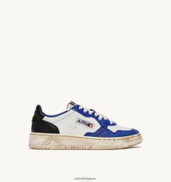 baskets basses super vintage en cuir blanc bleu et noir femmes belgique Autry N0XLH0200