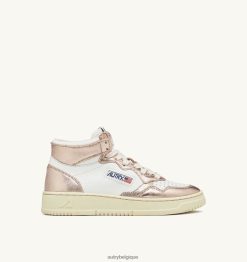 baskets bicolores medalist mid en cuir blanc et bronze femmes belgique Autry N0XLH0191