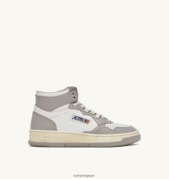 baskets bicolores medalist mid en cuir blanc et ton vapeur Hommes belgique Autry N0XLH027