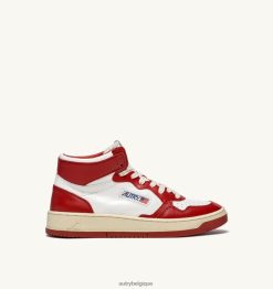 baskets medalist mid en cuir blanc et rouge Hommes belgique Autry N0XLH023