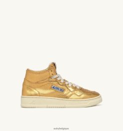 baskets medalist mid en cuir de chèvre laminé bronze femmes belgique Autry N0XLH0209