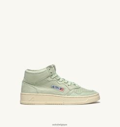 baskets medalist mid en cuir de chèvre souple vert cel Hommes belgique Autry N0XLH045