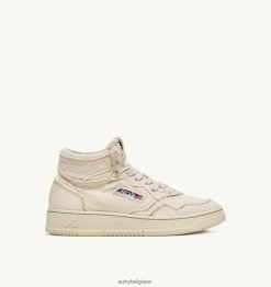 baskets medalist mid en denim blanc ivoire femmes belgique Autry N0XLH0226