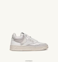 baskets open mid en cuir et suède blanc Hommes belgique Autry N0XLH082