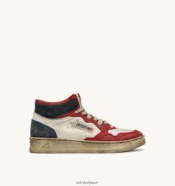 baskets super vintage medalist mid en cuir blanc rouge bleu Hommes belgique Autry N0XLH033