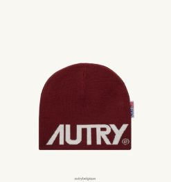 bonnet jacquard logo rouge Hommes belgique Autry N0XLH0136