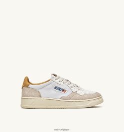 sneaker basse medalist en cuir de chèvre souple effet dragon et nubuck craquelé blanc Hommes belgique Autry N0XLH053