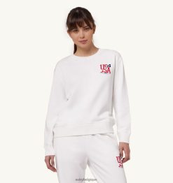 sweat col rond logo iconique blanc femmes belgique Autry N0XLH0281