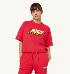 tee shirt aerobic logo rouge femmes belgique Autry N0XLH0282